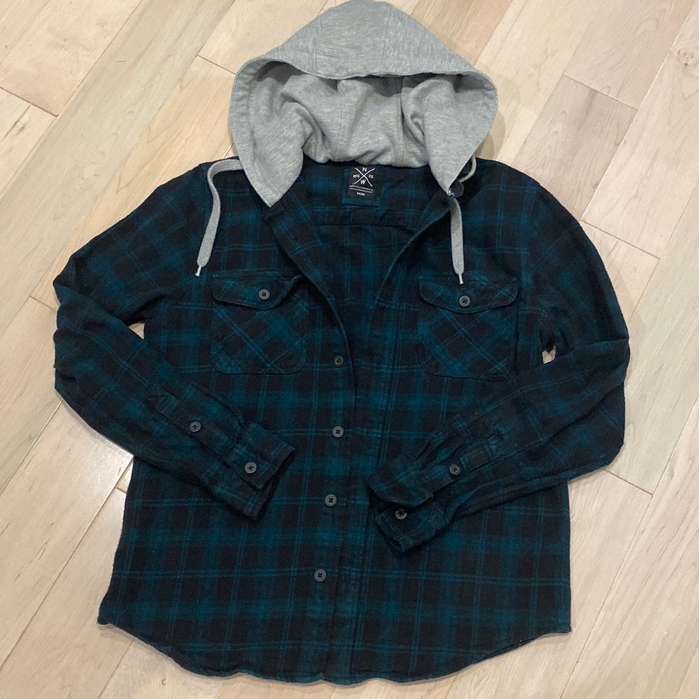 North western MFG co. Boys soft flannel plaid hoodie